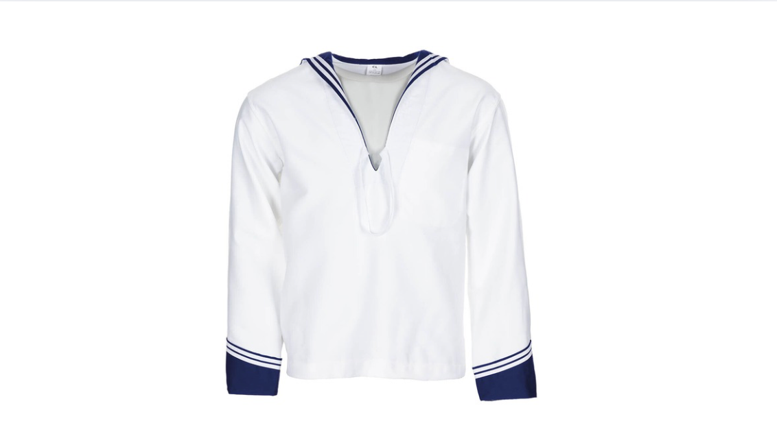Original Italian Navy Long-Sleeved Shirt White
