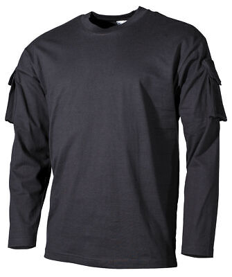 MFH US Long-Sleeved Shirt with Sleeve Pockets Black