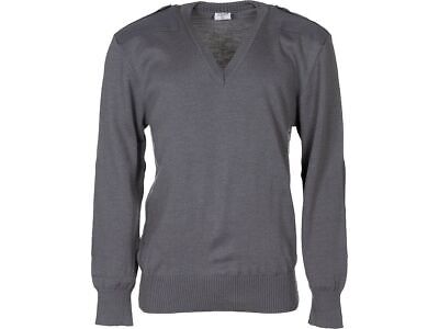Original Austrian Army Military BH V-neck Pullover Grey 50% Wool New
