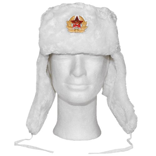 MFH Russian Fur Hat with Badge White