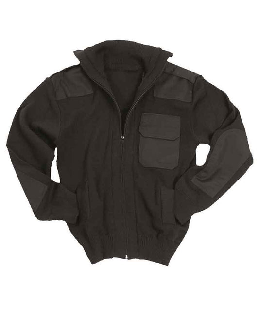 Black Army Style Cardigan Wool Blend Military Tactical Full Zip Sweater 38