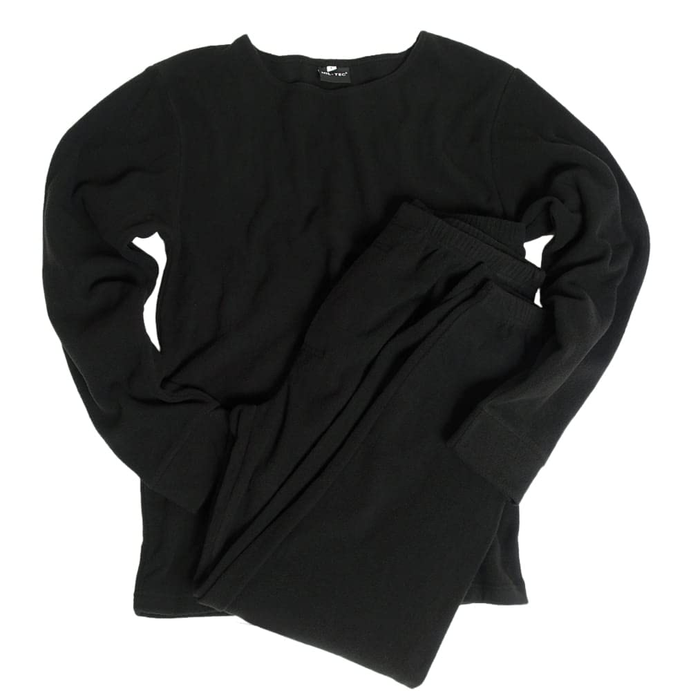 Mil-Tec Round Neck Fleece Thermal Underwear Set Black Men’s 2XL