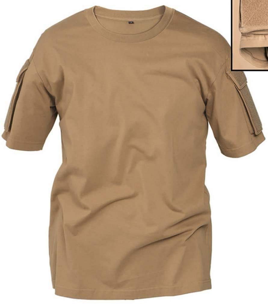 Mil-Tec Coyote Tactical T-Shirt Cotton Military Style with Sleeve Pockets