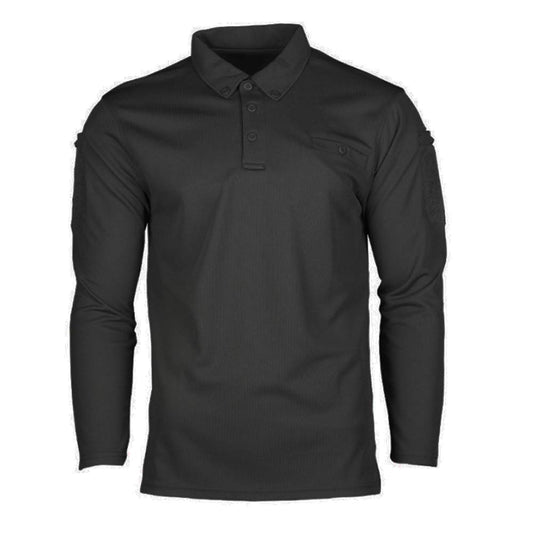 Mil-Tec Tactical Long Sleeve Quick Dry Polo Shirt Black Men’s