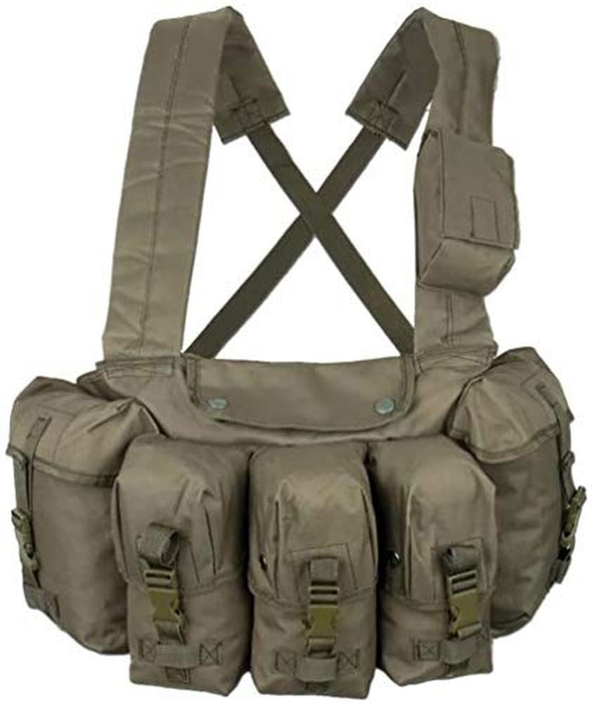 Mil-Tec Chest Rig Olive Green Tactical Vest with 6 Pockets Military