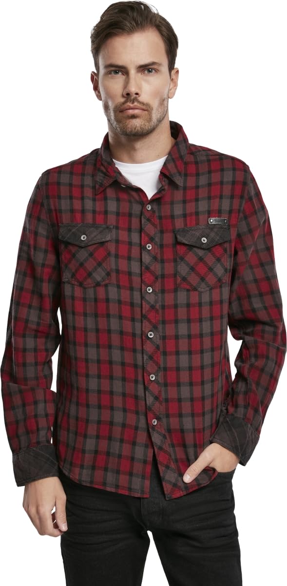 Brandit Men’s Checkshirt Duncan – Red/Brown Casual Flannel Style Shirt, Size S