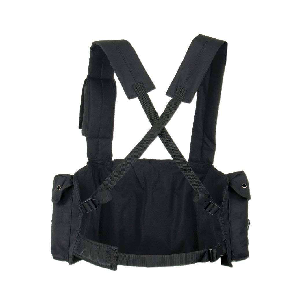 Mil-Tec Chest Rig Black Tactical Vest with Mag Pouches Military Airsoft