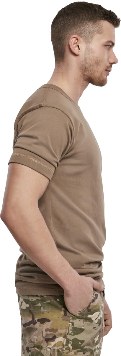Brandit Men’s BW T-Shirt – Beige Casual Crew Neck Short Sleeve Tee, Size 9