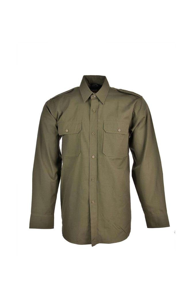 Mil-Tec Ripstop Shirt Olive Green 100% Cotton Long Sleeve Tactical Field Top