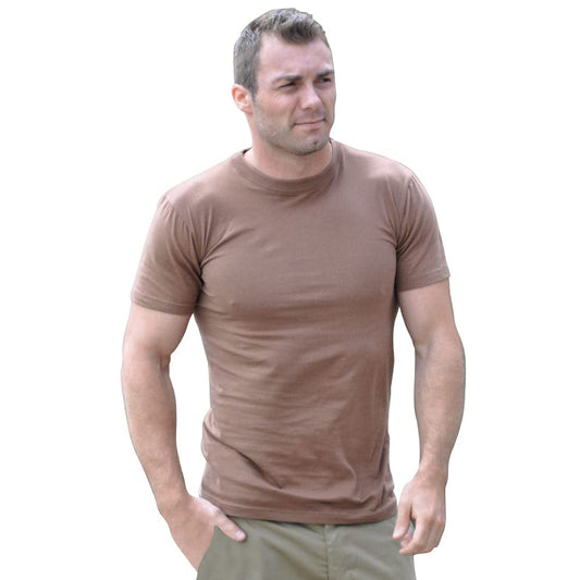Plain US BDU Style T-Shirt in Black, Olive Green or Coyote Khaki (Small, Coyote)