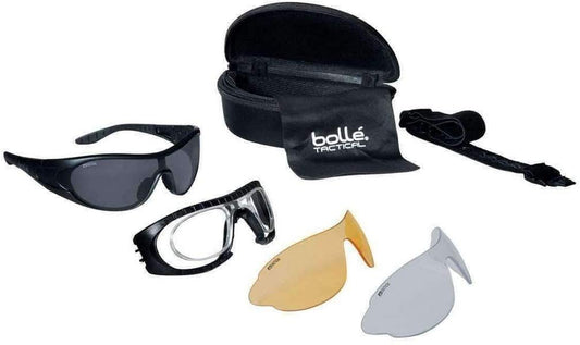 Bollé Raider Ballistic Glasses – Clear, Smoke & Yellow Lens Black Frame