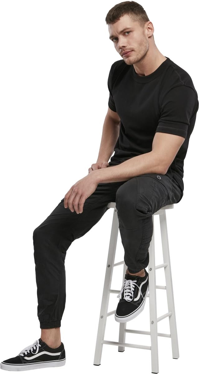 Brandit Men’s BW T-Shirt – Black Casual Crew Neck Short Sleeve Tee, Size 4