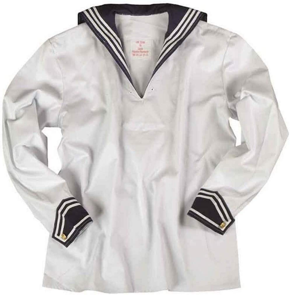 Mil-Tec Navy Middy Shirt Blue White Sailor Top Cotton Crew 3XL