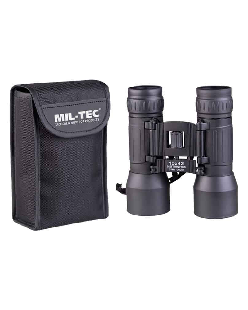 Mil-Tec Binoculars 10x42 Black – Foldable Outdoor Hiking Camping Optics