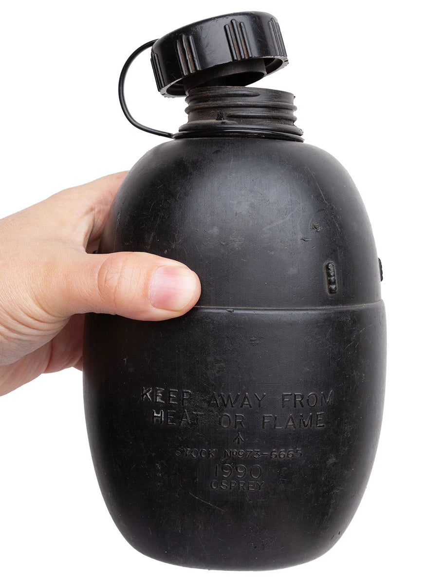Original British Army Canteen Plastic Without Cup Black – Used