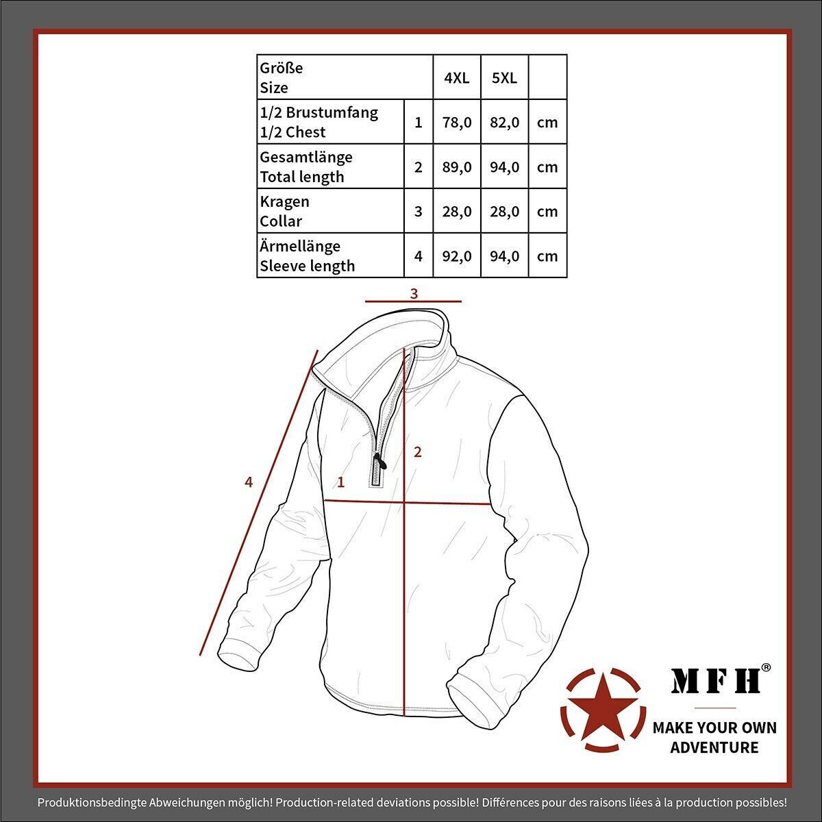 MFH British Army Thermal Jacket Lightweight Large Sizes Black
