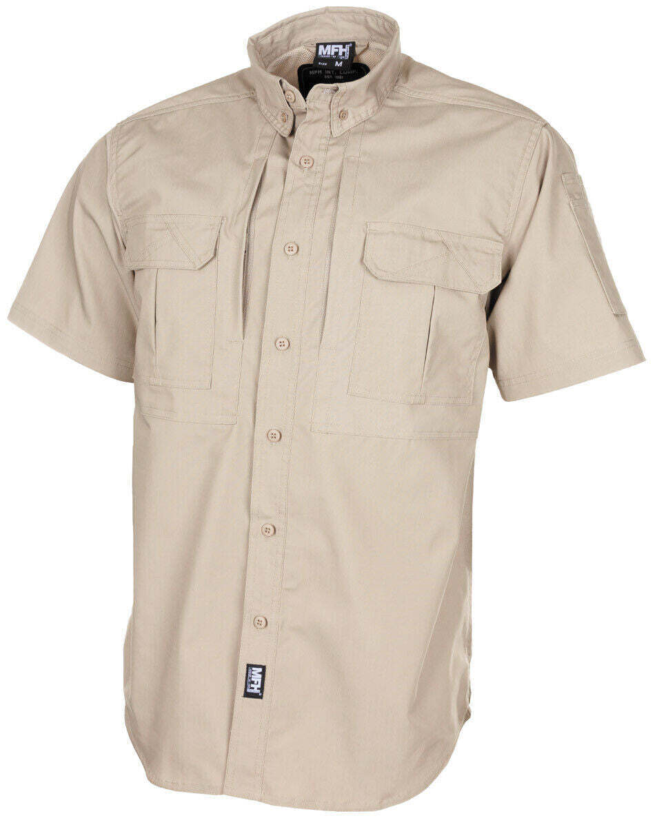 High Level Tactical Rip Stop Shirt Pocket Strike Short Sleeve Teflon New Khaki