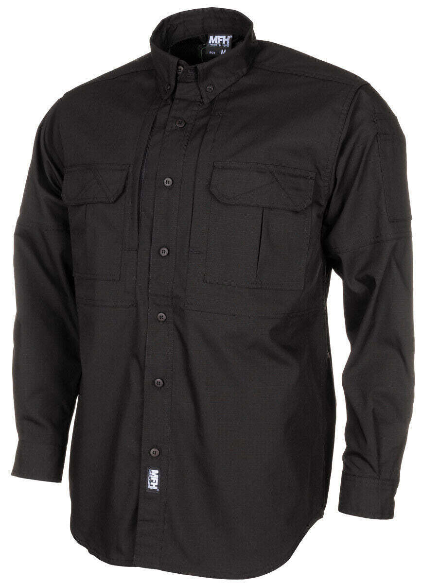 High Level Tactical Rip Stop Shirt Long Sleeved Strike Teflon New Black