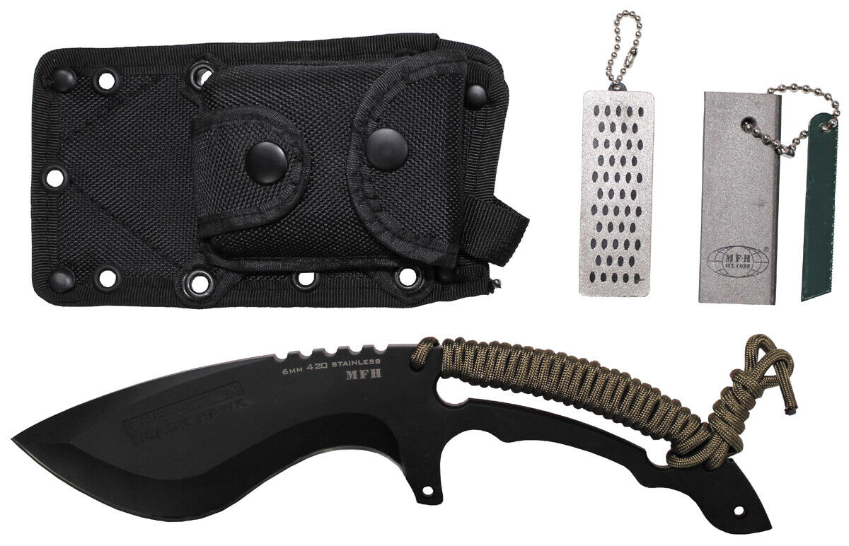 Military Outdoor Hunting Camping Knife Operation Black Hawk Black Sheath