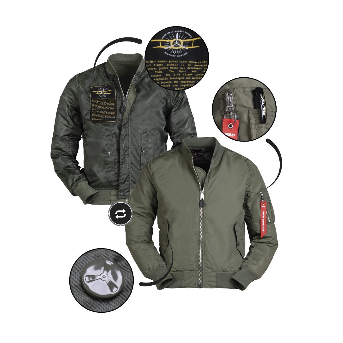 Mil-Tec US Summer MA1 Flight Jacket Olive