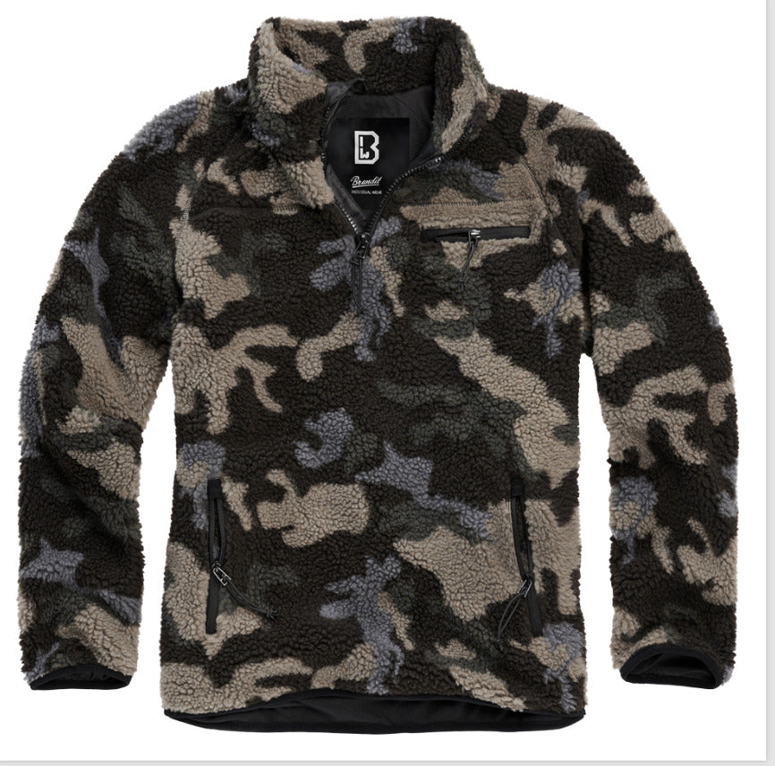 Brandit Teddy Fleece Jacket Breathable Lining Hiking Army Dark Camo