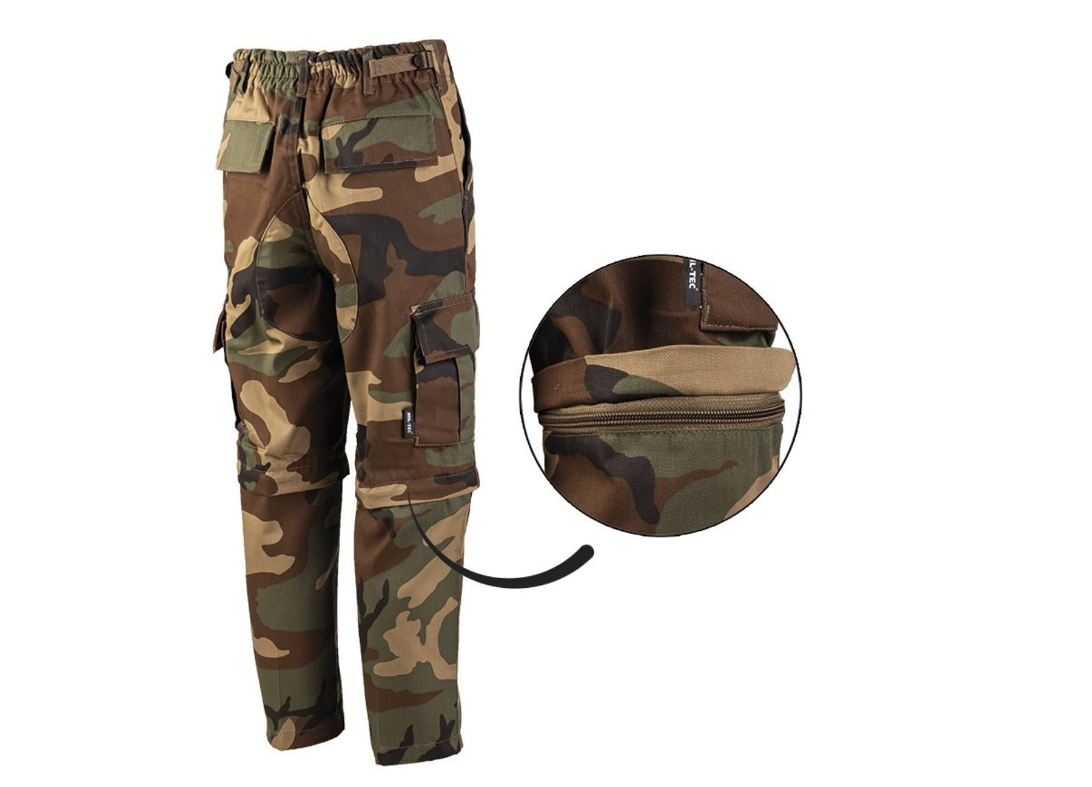 Mil-Tec US BDU Style Zip-Off Kids Pants Woodland Camo