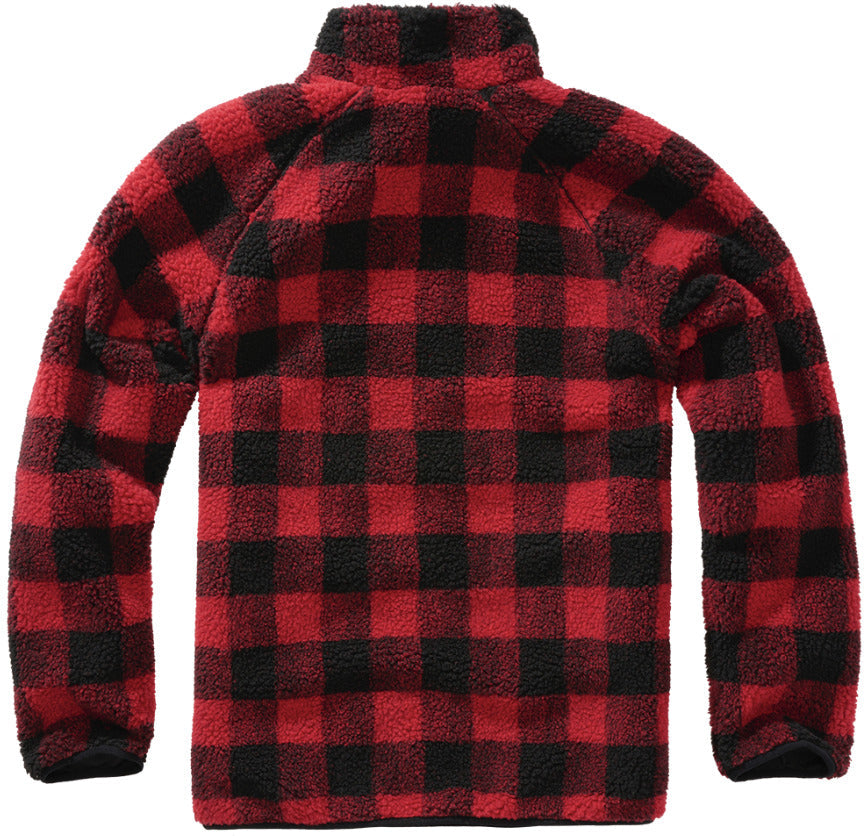 Brandit Teddy Fleece Troyer Jacket Breathable Lining Hiking Army Red/Black