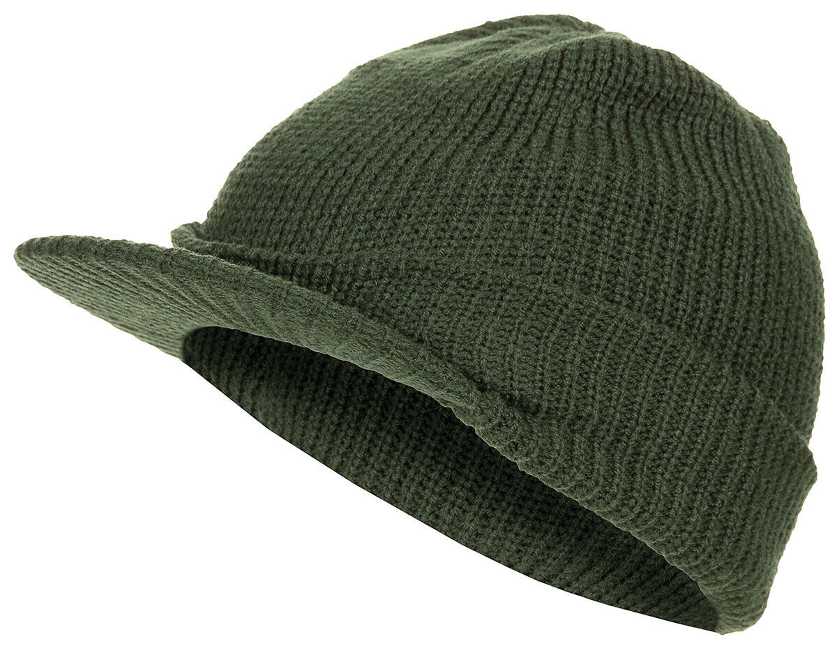 MFH US Watch Cap with Visor Acrylic Green