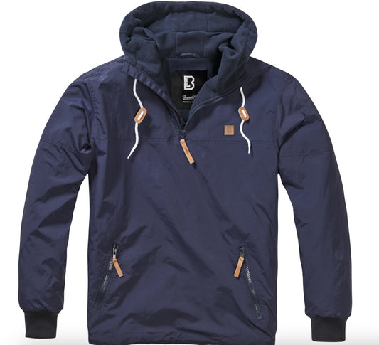 Brandit Luke Windbreaker Anorak Navy – Fleece Lined Outdoor Jacket