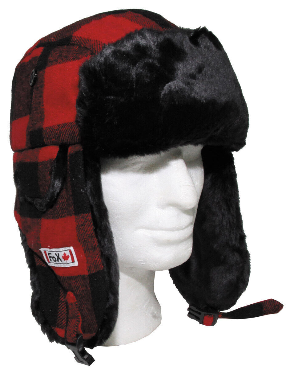 Winter Outdoor Military Army Fur Hat Red Black Lining