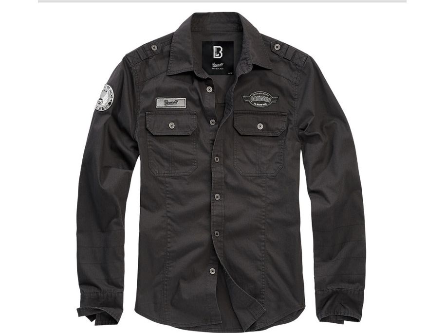 Brandit Luis Vintage Shirt Long Sleeve Stylish Urban Outdoor Shirts Black