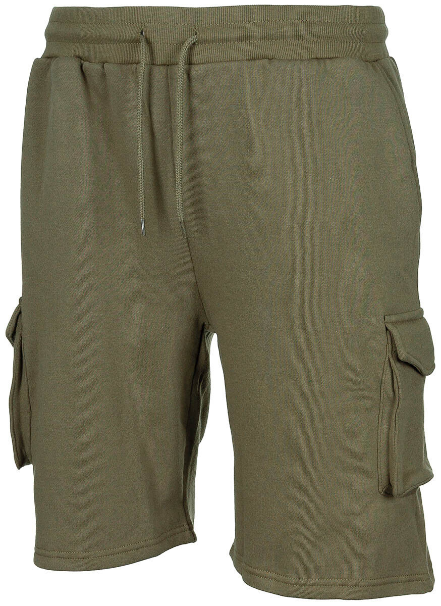 Shorts Bermudas Army Jogger OD Green Leg Pockets Elastic Waistband Zip Pocket