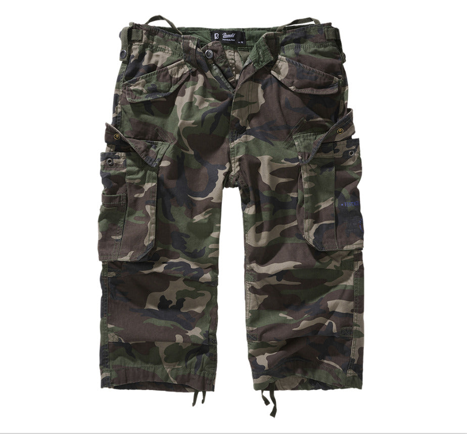 Brandit Industry Vintage 3/4 Shorts Mens Outdoor Camping Hiking Woodland Camo