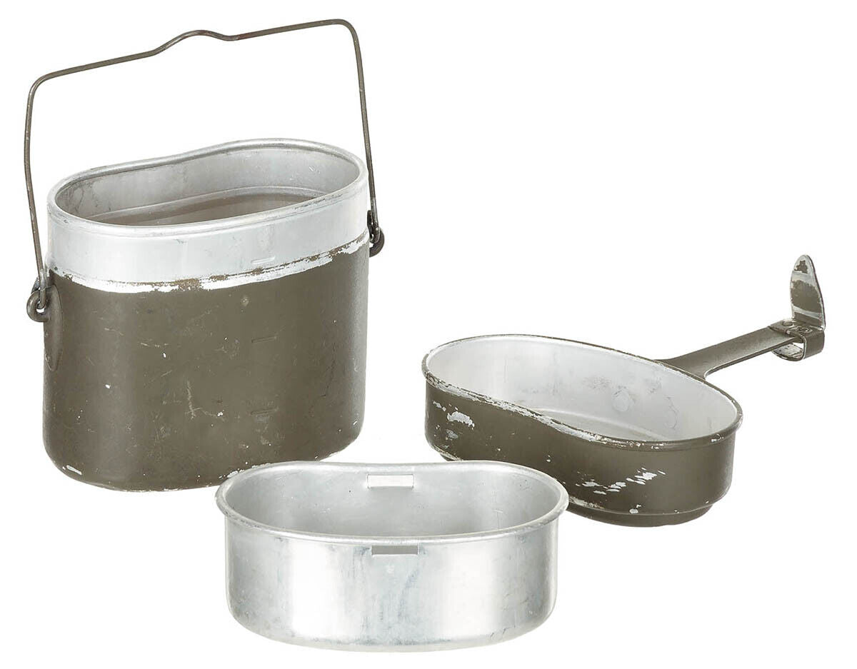 Original Austrian Army Mess Kit Alu Green 3-part – Used