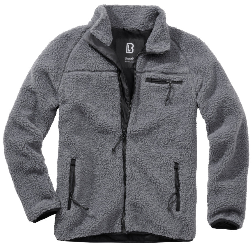 Brandit Teddy Fleece Jacket Breathable Lining Hiking Army Anthracite