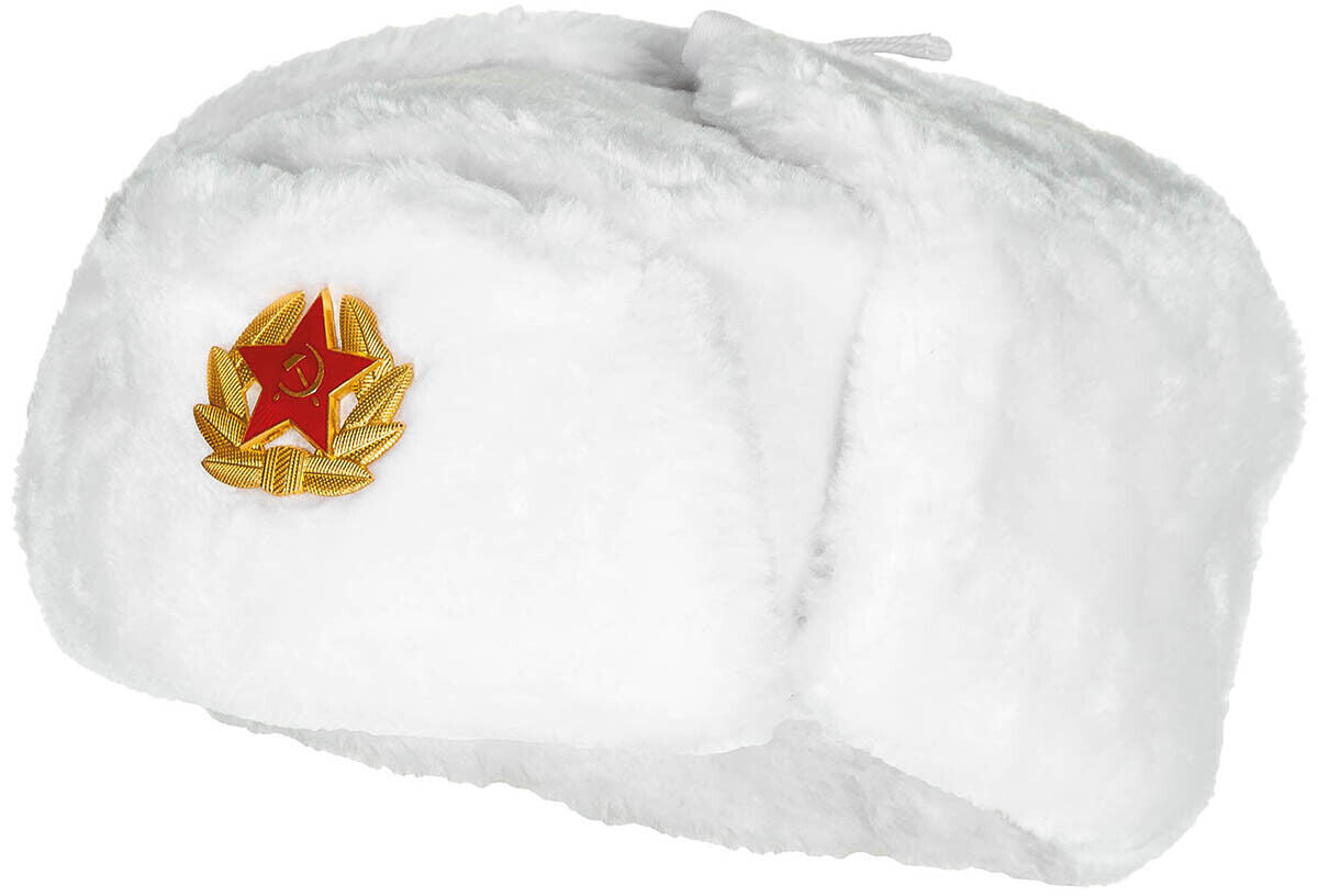 Winter Outdoor Military Army Fur Hat Russian Quilted Lining Russian Fur Hat