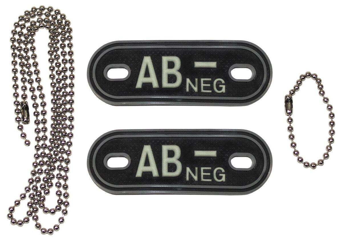 Blood Group Markers With Chains Phosphorescent AB NEG 3 D