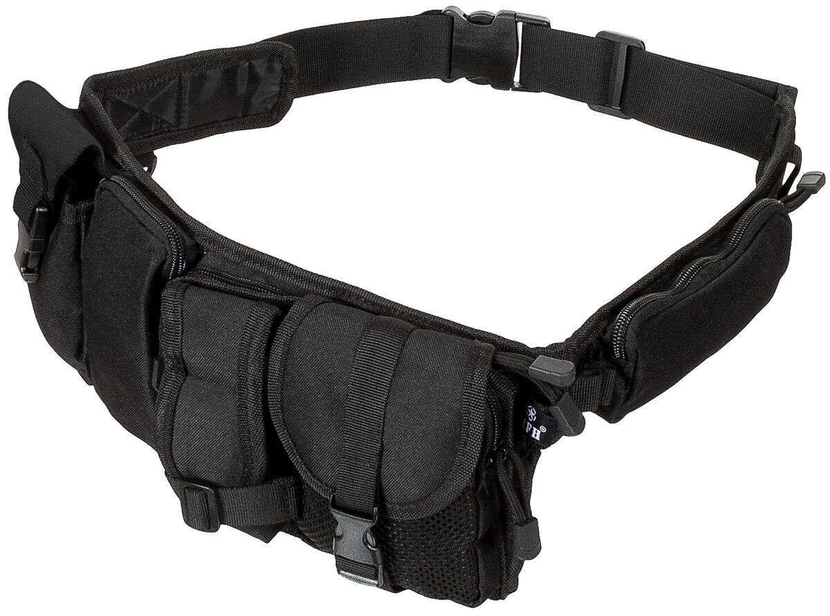 Military Army Combat Waist Belt 6 Pockets Black