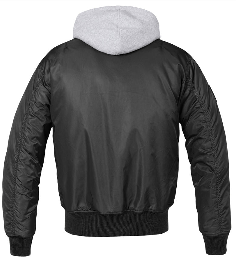 Brandit MA1 Sweet Hooded Mens Bomber Flight Military Jacket Security Black