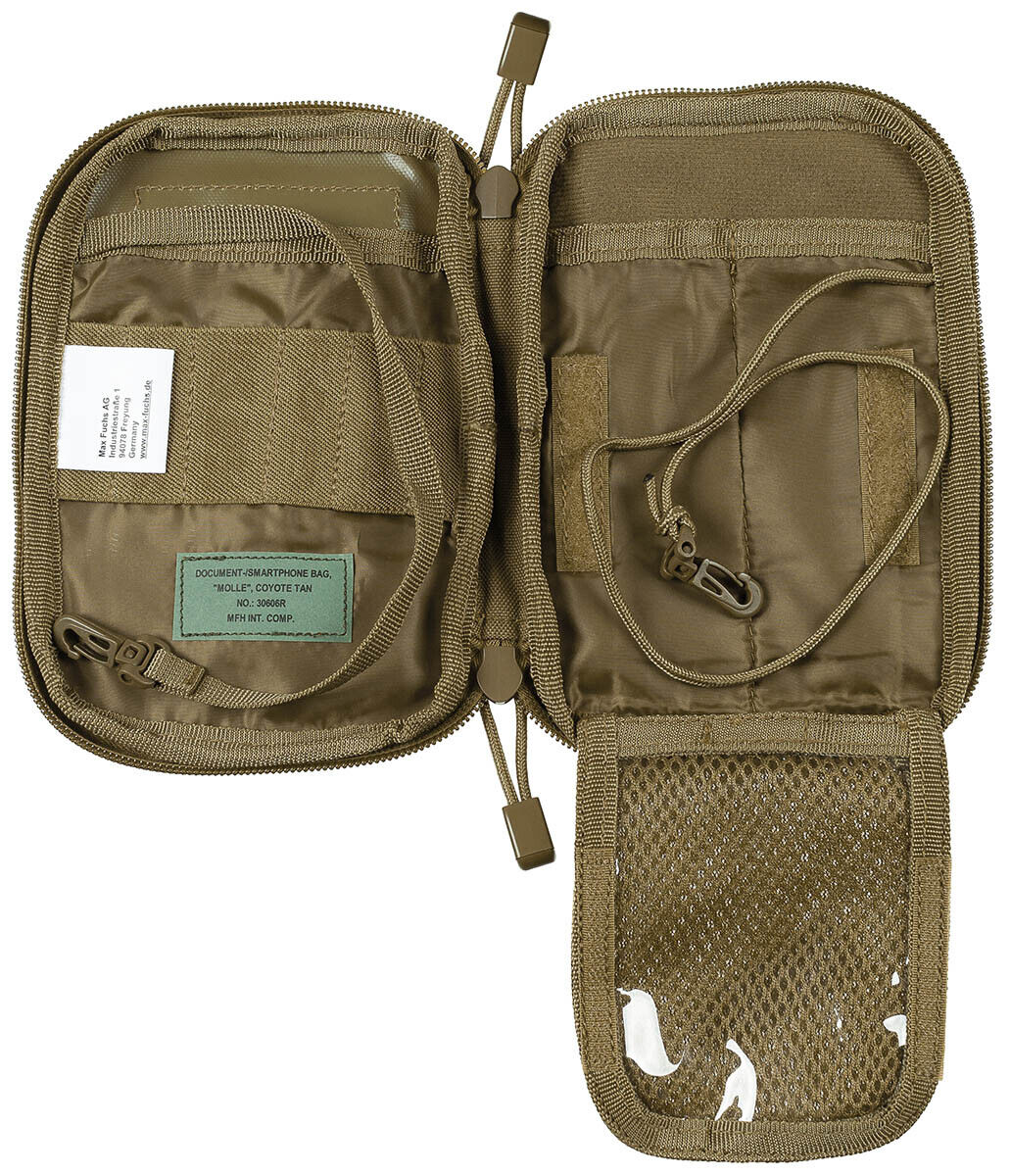 Military Army Outdoor Document-/Smartphone Bag MOLLE Coyote Tan