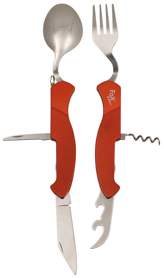 Pocket Knife Military Army Camping Hunting Cutlery Set 6 in 1 Red Divisible