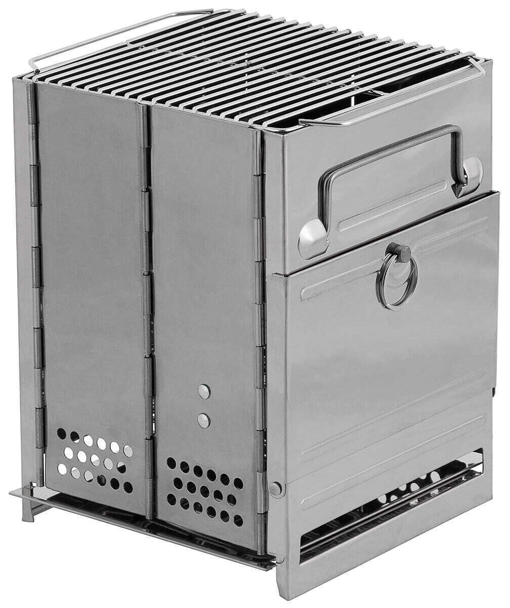 Fox Outdoor small foldable stainless steel rocket stove with grate