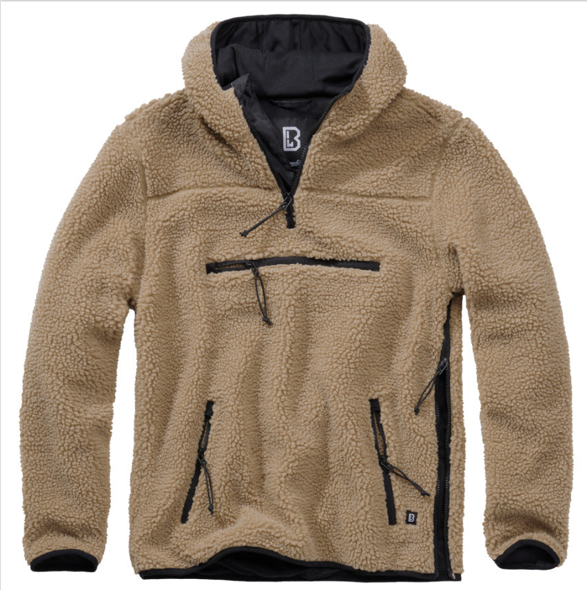 Brandit Teddy Fleece Worker Pullover Breathable Lining Hiking Army Camel