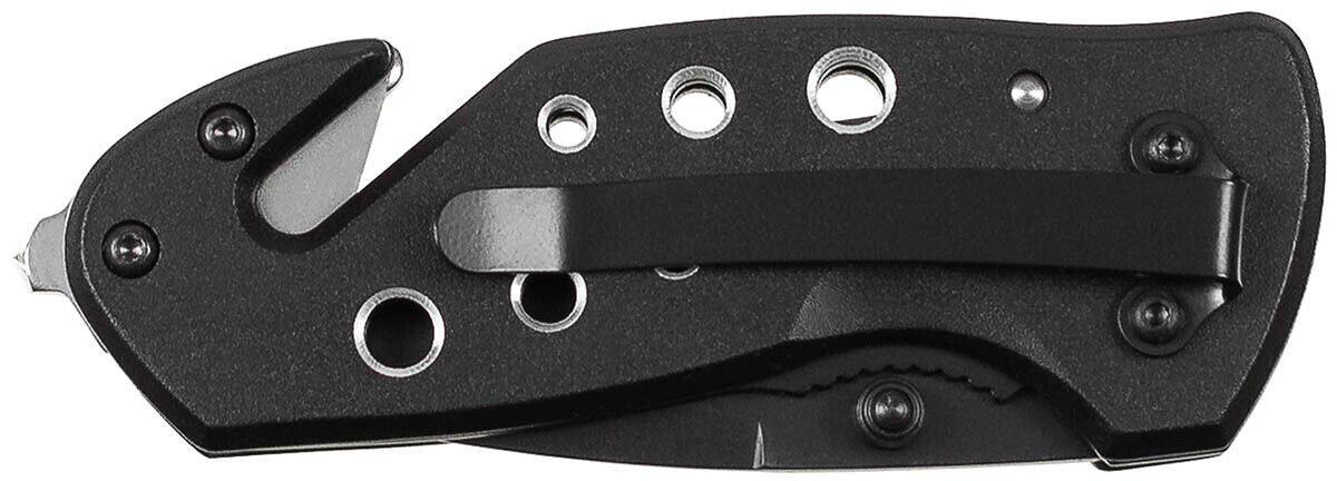 Outdoor Hunting Camping Jack Knife Compact One-Handed Black Metal Handle