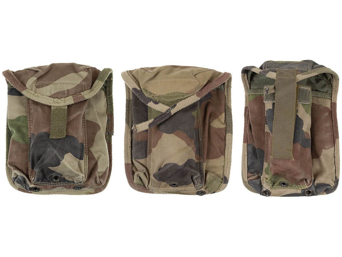 French Original Military Army Ammo Pouch Bag Triple CCE Camo Used