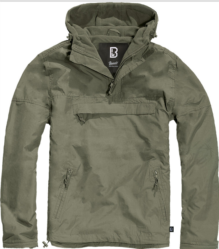 Brandit Windbreaker Hooded Jacket Anorak Mens Camping Outdoor Hunting Olive