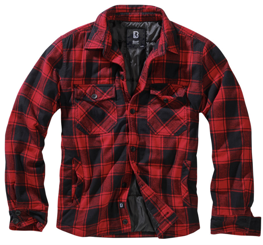 Brandit Lumber Jacket Padded Flannel Jacket 2 Big Breast Pockets Red/Black