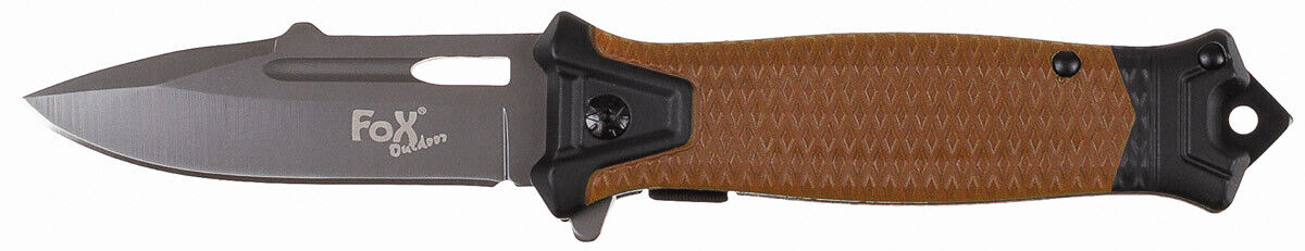 Outdoor Hunting Camping Jack Knife, Compact One-Handed Coyote Tan Metal Handle