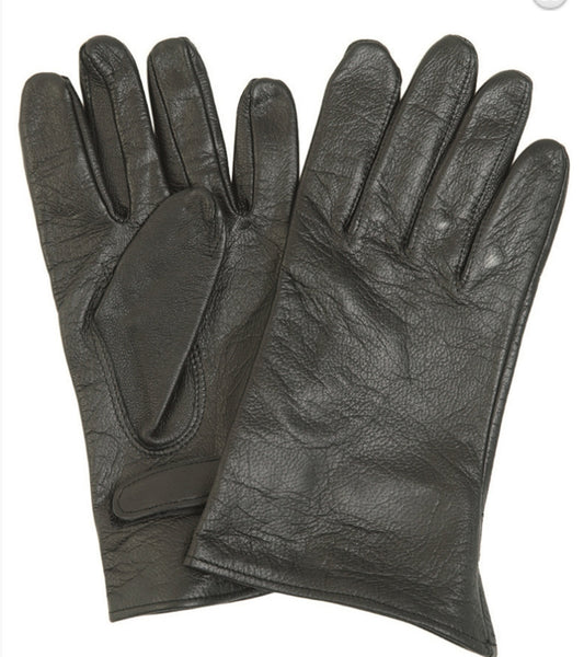 French Army Black Leather Gloves Vintage Military Surplus Used