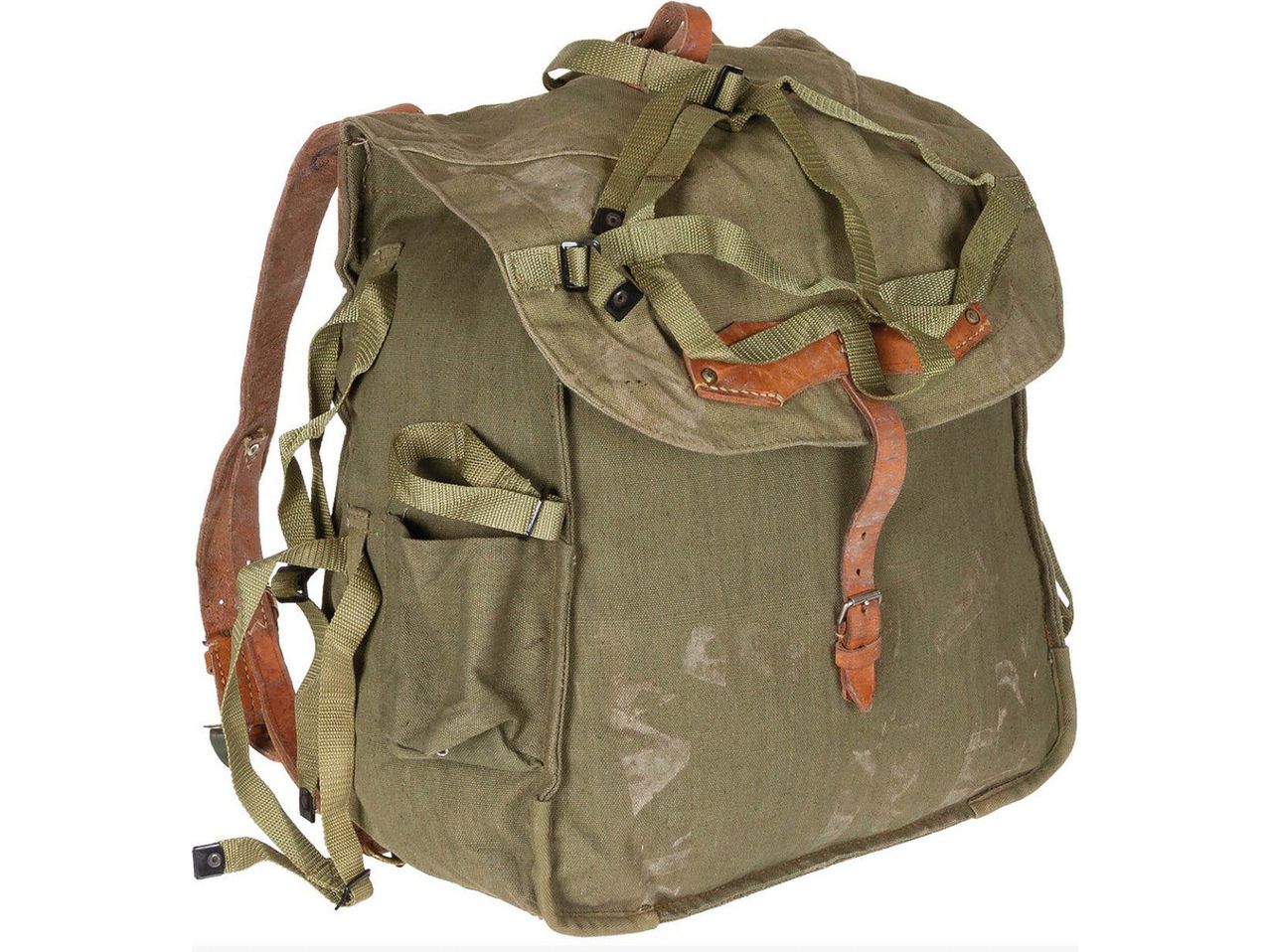Original Romanian Army Bread Bag Military Vintage Olive Canvas Haversack Militar